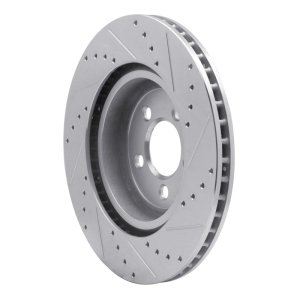 Chrysler 300 Brake Rotor (1) - Front Left - R1 Concepts - Drilled & Slotted - Silver - `05-`23
